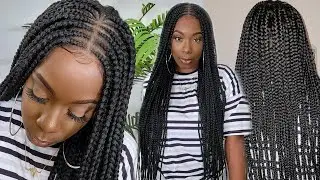 Feed In Box Braids WIG Install NEW Outre 36 Inch Beginner Friendly Braided Wig Tutorial