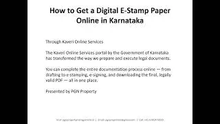 How to Get Digital E-Stamp Paper Online in Karnataka | Step-by-Step Guide on Kaveri Online Services