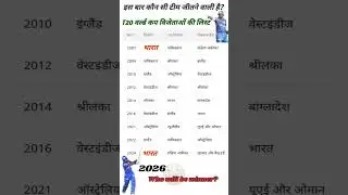 T20 World Cup Winner list all time..#cricket #viratkohli #ipl #thenandnow #TabAurAaj #bollywood