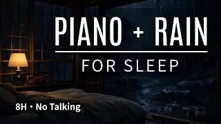 Deep Sleep Piano + Rain Sounds No Talking | 8 Hours — Cozy Cabin Bedroom