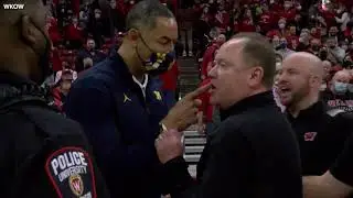 Floor-level video: Michigan and Wisconsin postgame altercation Juwan Howard and Greg Gard (LANGUAGE)