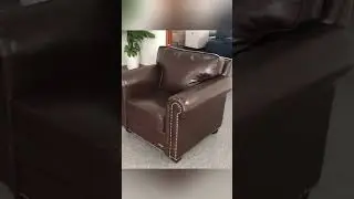 Custom Vintage Genuine Tan Leather Sofa with Rivets | CASVADA Furniture