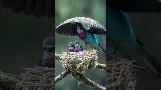 The mother bird protects the chicks during the storm. #birds  #birdsoftheworld