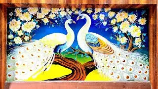White Mural Peacock Painting // Step By Step Peacock Painting Very Easy // How To Draw Peacock
