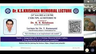 Dr. K. S. Krishnan Memorial Lecture (14th June 2022)e