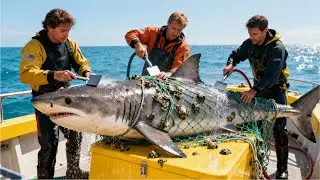 Shark Rescue: Marine Team Saves Entangled Shark Covered in Barnacles | Incredible Ocean Mission