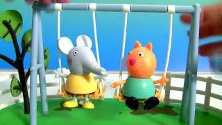 Peppa Pig Swing Playground Playset Toy Review using Play Doh Muddy Puddles by DisneyCollector
