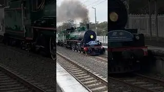BB18&frac14; 1089 steam train passing Karrabin station with whistles