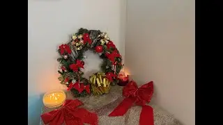 Decorating a Christmas Wreath🎄 | No Talking ASMR | Crinkling & Fabric Sounds