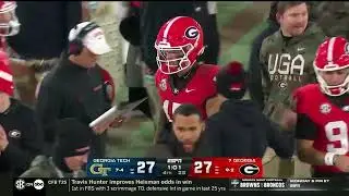 Carson Beck throws a game tying touchdown to Dominic Lovett for Georgia vs Georgia Tech