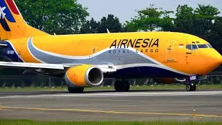 KINCLONG, Pesawat Terbang AirNesia Royal Cargo Boeing B737-300(QC) Take Off Halim-Banjarmasin