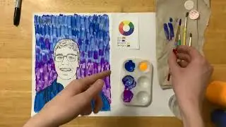 Self portrait on transparency film, painting step