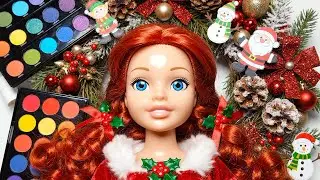 Christmas Makeup Toys Ariel Doll Disney Little Mermaid Set ASMR Skincare | No Talking