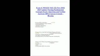 Exam 4 NSG122 NSG 122 New 2024 2025 Update Nursing Fundamental Concepts Exam Questions and Verified