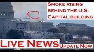 Smoke rising behind the U.S. Capital building; Update Live News, Washington DC