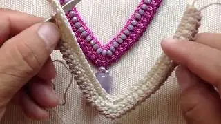 !!!NUEVO DISEÑO!!! COLLAR CROCHET PUNTO CANGREJO Y CRISTALES TEJIDOS