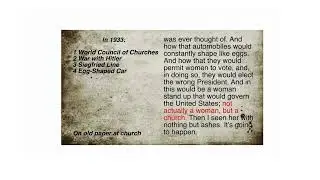 William Branham 1933 Prophecy