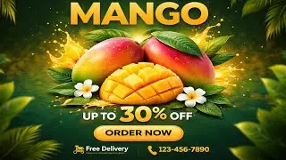 Mangoes Banner Design for Social Media | Mango Fruits Instagram post banner design in Illustrator cc