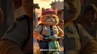 Chubby Cat Cop Wins the Hearts of a Village 💛🐱 #CatPolice #CuteCatShorts#OfficerWhiskers #catshorts