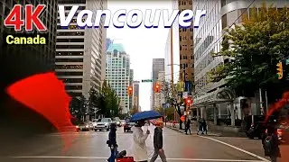 【4K UHD】🇨🇦Raining -- Driving, Downtown Vancouver Canada Oct 2021