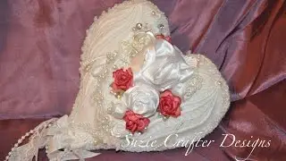 Handmade Fabric Valentine Heart  & Rosettes!