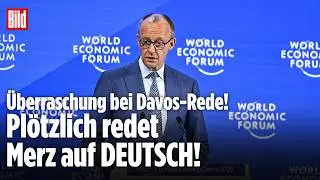 DAVOS: &Uuml;berraschung bei der Kanzlerrede! Die Welt h&ouml;rt zu! Und pl&ouml;tzlich redet Merz auf Deutsch!