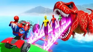 الرجل العنكبوت انقاذ باتمان Spider-Man Rescue Superheroes vs Dinosaur funny Game GTA 5 superhero