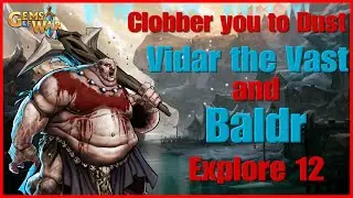 Gems of War Explore 12 Team Vidar the Vast and Baldr #gemsofwar #gemsofwartips