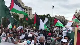 Boycott Israel Protest Rally Barcelona Spain Dammi Falastini My Blood is Palestinian انادمی فلسطینی