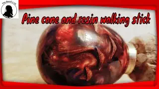 pine cone and resin walking stick