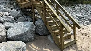 How to build beach stairs over boulders