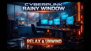 Cyberpunk Rainy Window &mdash; Futuristic City View | Silent Background for TV