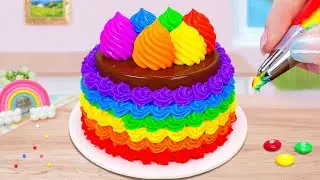 Double Rainbow Buttercream Cake Ideas 🤩 How To Make Chocolate Mini Cake Decorations 🍫❤️ Chocobite