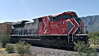 Locomotoras Ferromex Llevando tren pesado🚂🔥 circulando en la línea R, Espinazo Nuevo León 