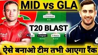 MID vs GLA Dream11 Team|MID vs GLA Dream11 T20 Blast|MID vs GLA Dream11 Team Today Match Prediction