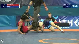 1/4 WW - 43 kg: U. ITO (JPN) df. N. NEELAM (IND) by VFA, 12-0