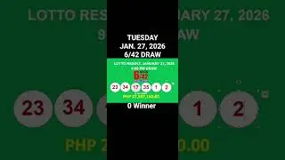 Результаты лотереи LOTTO, розыгрыш 6/42, 27 января 2026 г. @LottoResultTV15K