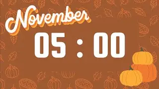 5 Minute Timer | With Acoustic Guitar Music & Alarm Bell | Fall November Theme 🧡