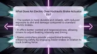 What Does An Electric Over Hydraulic Brake Actuator Do? - Big Truck Lovers