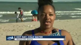 Hot day, cold water at Bradford Beach