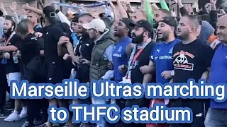 Marseille ULTRAS marching to THFC STADIUM 🔥 TOT 2 - 0 MAR #tottenham #marseille