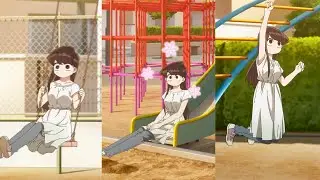 Komi-san jugando en el parque