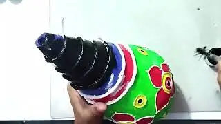 How to make flower vase from old matka| Matka decoration| Wall putty vase| flower vase making