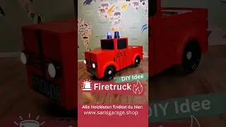 DIY Feuerwehrauto aus Holzkisten 🔥🚒 #diyidee #diy #diyprojects #diycrafts #Feuerwehr #feuerwehrauto