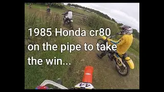 1985 honda cr80 takes the win at Midlands classic enduros (flat out)