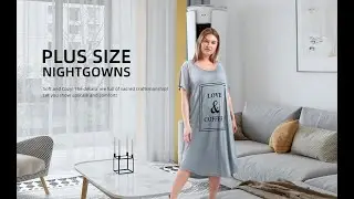 Plus Size Nightgowns for Women V Neck Short Sleeve Nightshirts Sleepwear