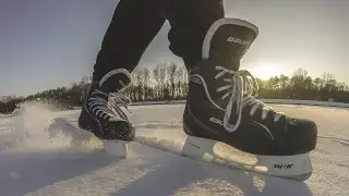 Freestyle Ice Skating On a Frozen Lake - Warsaw, Poland