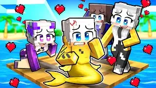 Un RAGAZZO SIRENA su una ZATTERA di SOLE RAGAZZE in Minecraft!