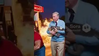 #MachoMan #RandySavage Attempting to put out #CircleK #GasPump #Fire with #mrrogers #ai #aishorts
