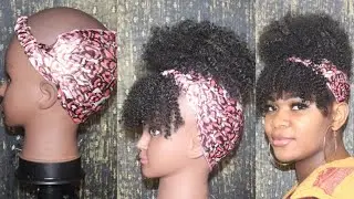 Easy protective style headband wig ninja bun with bang using braiding hair